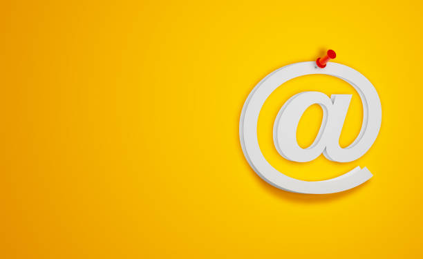 Pin Paper At Symbol on Yellow Background