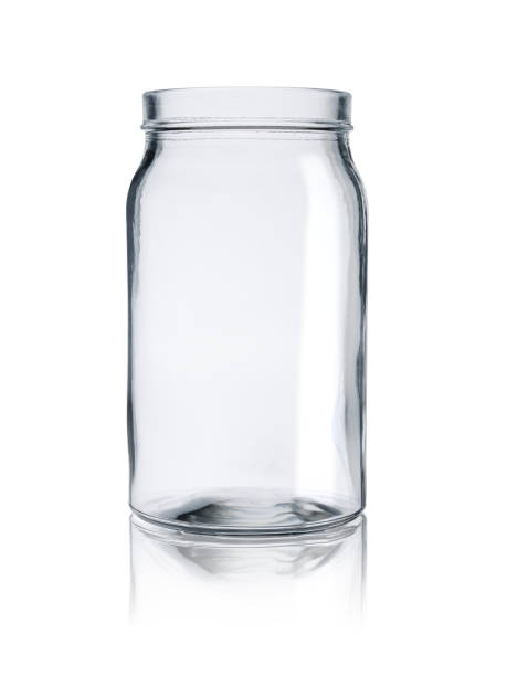 istock Empty glass jar without a lid. Isolated on a white background with reflection 1299825199