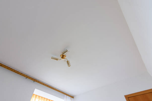 istock Plastered and white painted ceiling in the bedroom 1299826540