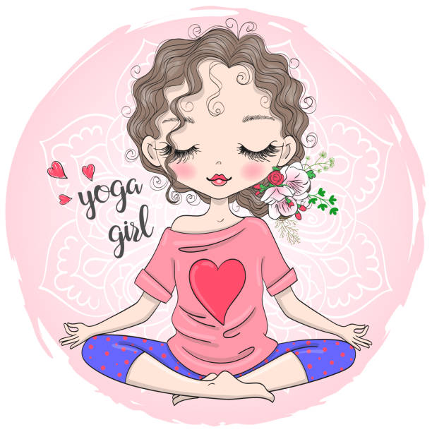 Cute Cartoon Yoga Girl Flowers Illustrations, Royalty-Free Vector Graphics  & Clip Art - iStock