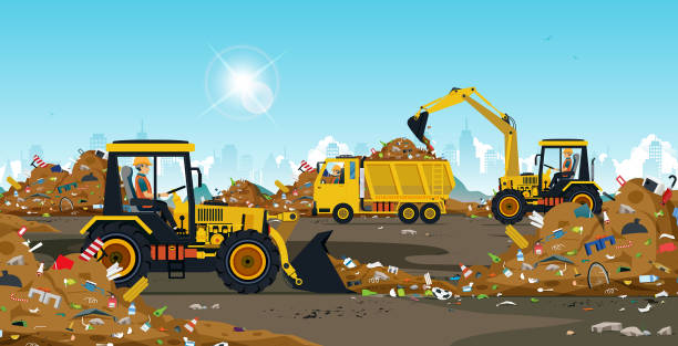 ilustraciones, imágenes clip art, dibujos animados e iconos de stock de residuos urbanos - landfill