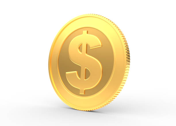 istock Gold coin with dollar sign isolated on a white background 1299829792