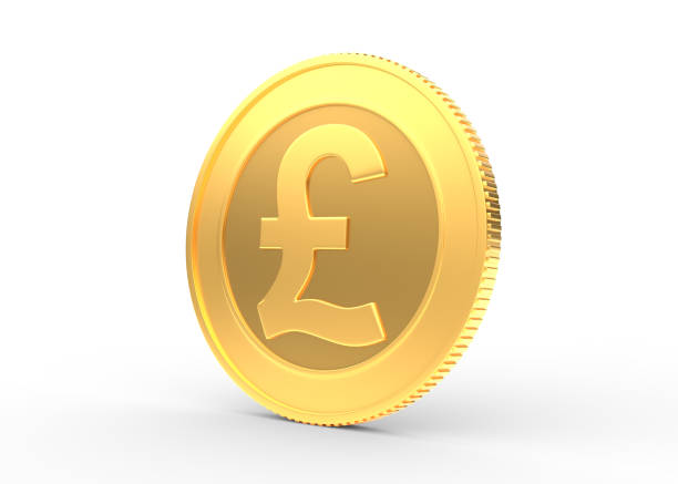 istock Gold coin with pound sign isolated on a white background 1299829847