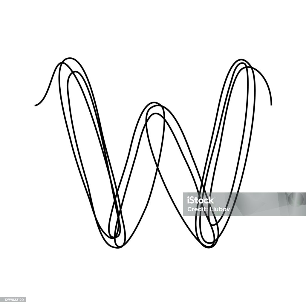 W Line Draw Letter W Continuous Thin Line Vector Illustration Alphabet Symbol With ...