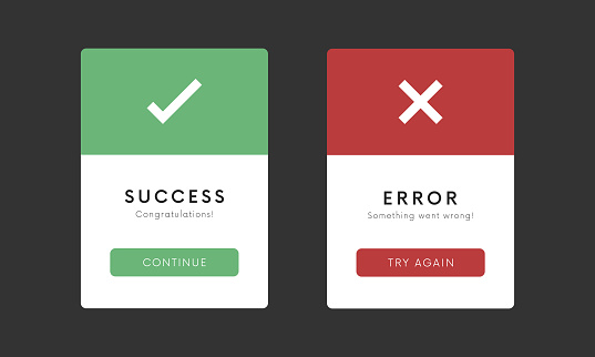 Red Not Success Icon Success And Error Message Ui Banner Vector Design Yes And Not Interface ...