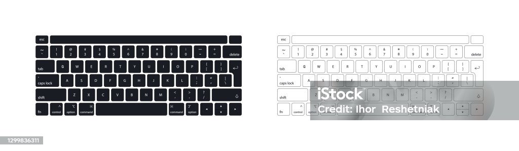 Keyboard of computer, laptop. Modern key buttons for pc. Black, white keyboard isolated on white background. Icon of control, enter, qwerty, alphabet, numbers, shift, escape. Realistic mockup. Vector Keyboard of computer, laptop. Modern key buttons for pc. Black, white keyboard isolated on white background. Icons of control, enter, qwerty, alphabet, numbers, shift, escape. Realistic mockup. Vector Computer Keyboard stock vector