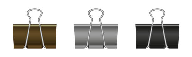 Paper binder clip. Black metal clamp for office and school. Paperclips isolated on white background. Realistic clothespin for document. Stationery for business. Vector Paper binder clip. Black metal clamp for office and school. Paperclips isolated on white background. Realistic clothespin for document. Stationery for business. Vector. clothespin stock illustrations