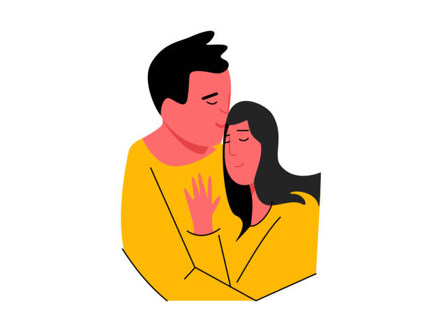 ilustraciones, imágenes clip art, dibujos animados e iconos de stock de personajes de dibujos animados aislados sobre fondo blanco - love romance cartoon heterosexual couple