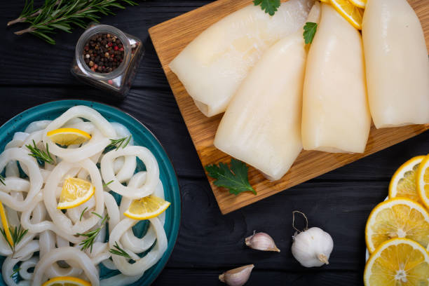 istock Squid rings and tubes with lemon 1299842257