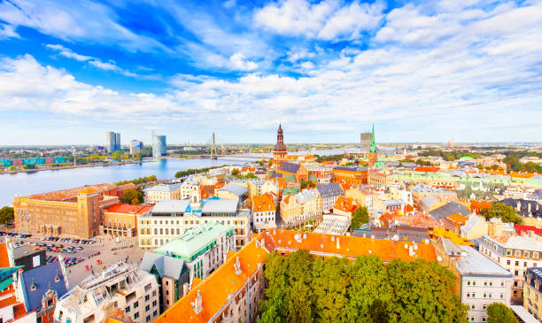 istock Riga city aerial view, Latvia 1299843481