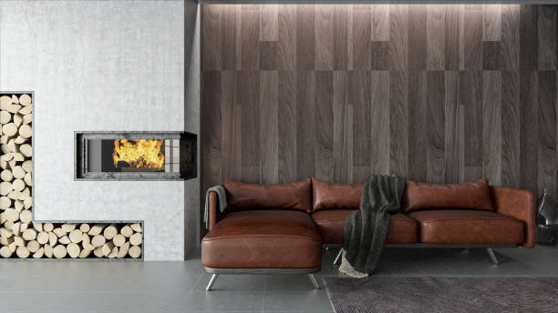 istock Modern House Insterior with Leather Sofa 1299845129