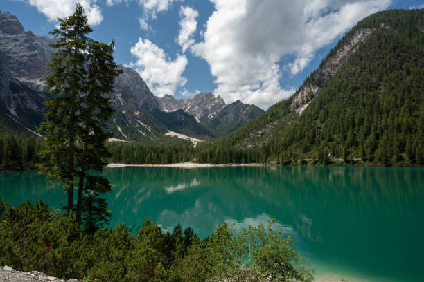 istock Beautiful View at Braies Lake 1299845789