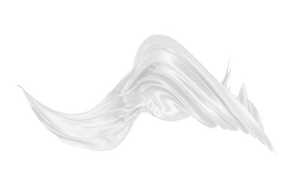 istock Beautiful flowing fabric of white wavy silk or satin. 3d rendering image. 1299846777