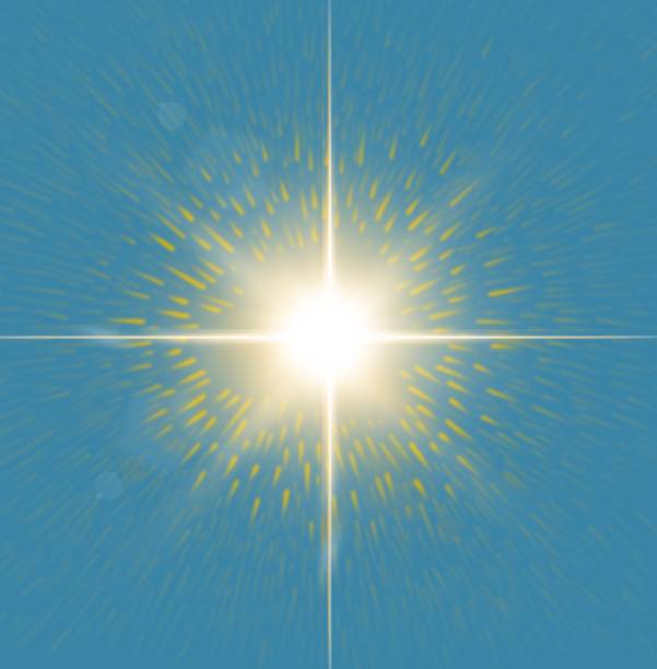 ilustraciones, imágenes clip art, dibujos animados e iconos de stock de ilustración gráfica de cruz dorada. estrella en el cielo azul claro. - star of bethlehem