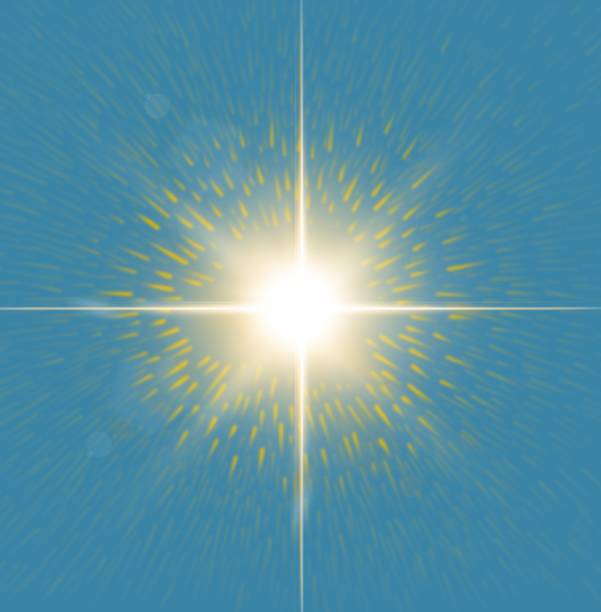 ゴールデンクロスグラフィックイラスト。太陽、水色の空に星。 - cross cross shape shiny gold点のイラスト素材／クリップアート素材／マンガ素材／アイコン素材