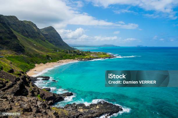 Rocky Shoreline And Pocket Beach At Makapuʻu Point Western End Of Oahu Hawaii Stock Photo - Download Image Now