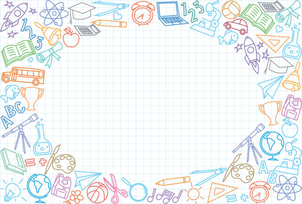 illustrations, cliparts, dessins animés et icônes de fond de retour à l’école avec des icônes d’art de ligne - back to school education school backgrounds