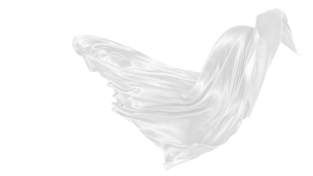 istock Beautiful flowing fabric of white wavy silk or satin. 3d rendering image. 1299854692