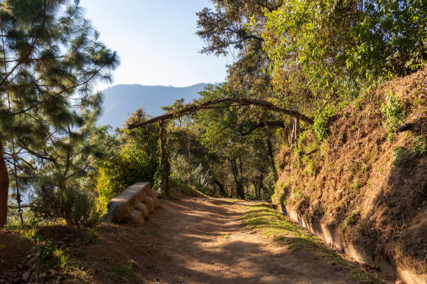 Hiking trail pathway in the mountains of Guatemala