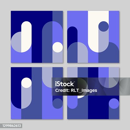 istock Set of four square pattern designs with flat geometric style 1299862613