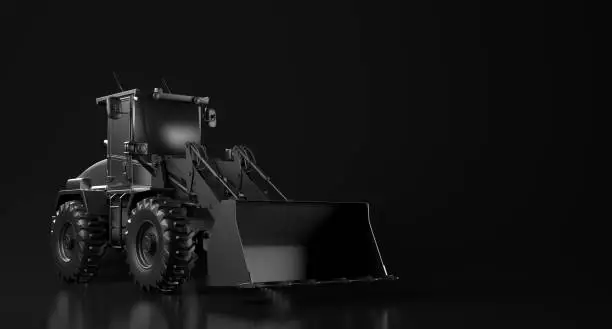 Wheel Loader Excavator Bulldozer Modern Black Presentation Background