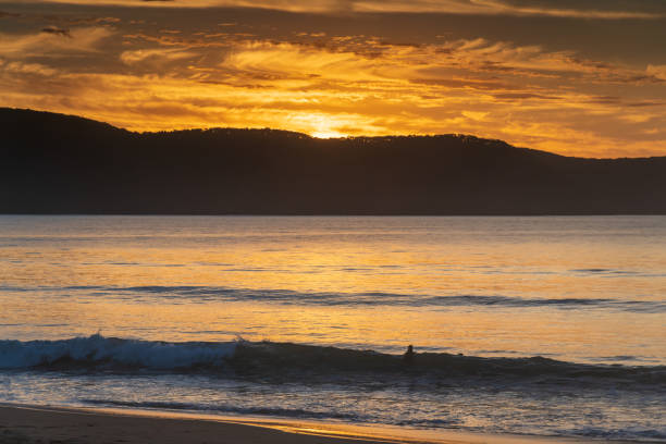 Ocean sunrise over the tropical sea shore and exotic beach