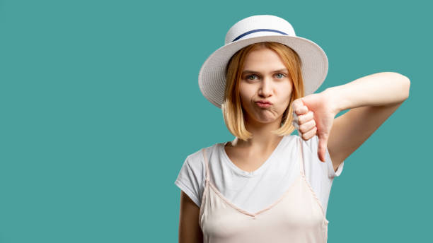 dislike gesture bad service disappointed woman