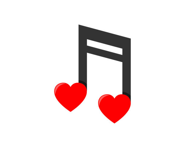 illustrations, cliparts, dessins animés et icônes de note de musique de combinaison avec le logo d’amour - romantic sky audio