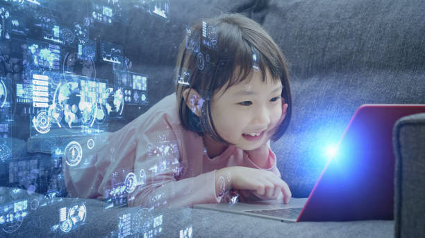 istock Online education concept. Online class. Asian little girl studying at home. Education. EdTech. 1299873213