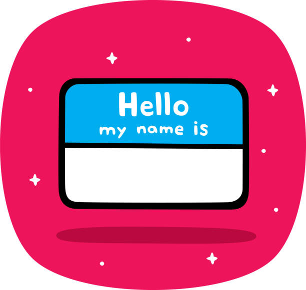 Name Tag Doodle Vector illustration of a hand drawn name tag against a pink background. reunion stock illustrations