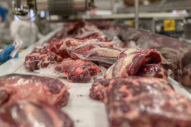 istock Large cuts of beef packed in a vacuum plastic bag 1299879599