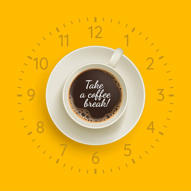 возьмите баннер кофе-брейк - coffee time stock illustrations