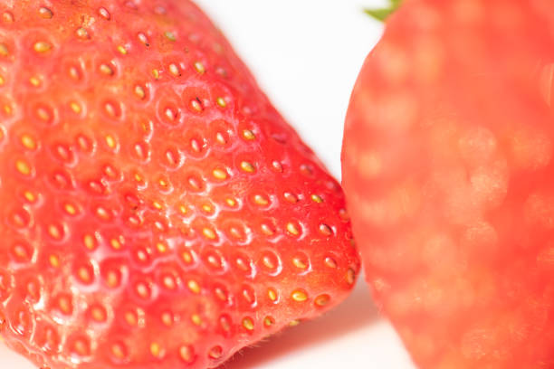 Close up red strawberry on white background.