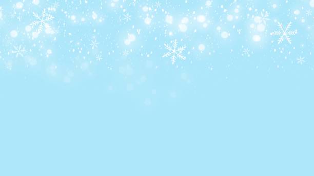 istock Abstract White Snow flake on Blue Background in Christmas holiday 1299884758