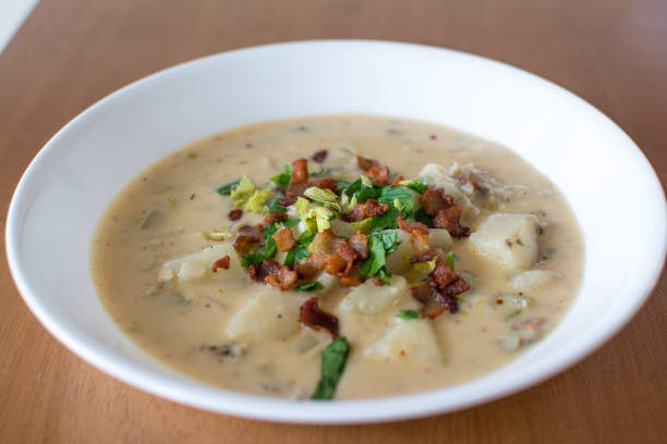 istock Homemade New England Clam Chowder Side View 1299888229