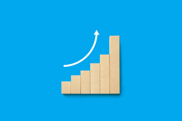 istock Ladder graph career path for business growth success process concept. Wood block increase with arrow up and copy space 1299888230