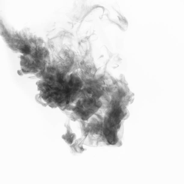 istock Black curly smoke isolated on white background. Inverted frame. Abstract mystical smoke for your photos 1299889846