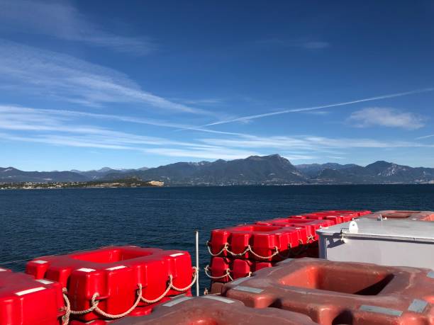 istock Armchair seats seats life raft on a boat boat ferry on the outer deck deck 1299894835