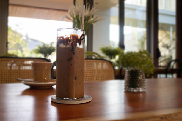 istock Iced chocolate mocha on wooden table 1299896529