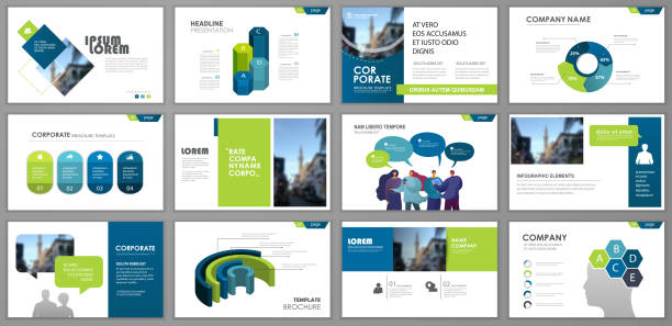 entwurf von präsentationsvorlagen - schaubild fotos stock-grafiken, -clipart, -cartoons und -symbole