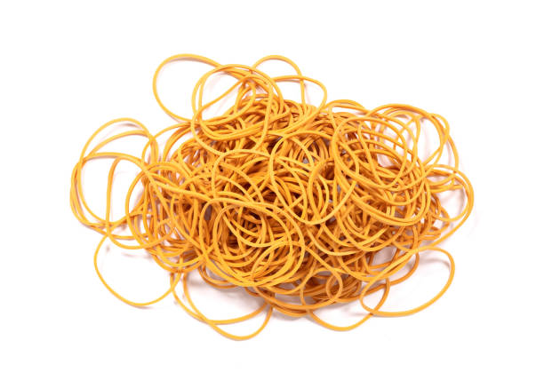 istock Yellow rubber elastics isolated on a white background 1299900925