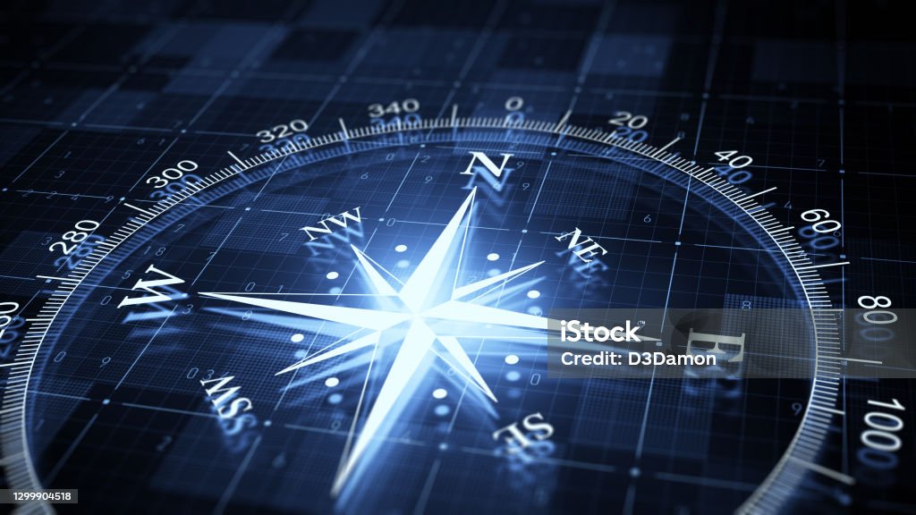 Compass Compass 3d render concept Navigational Compass Stock Photo
