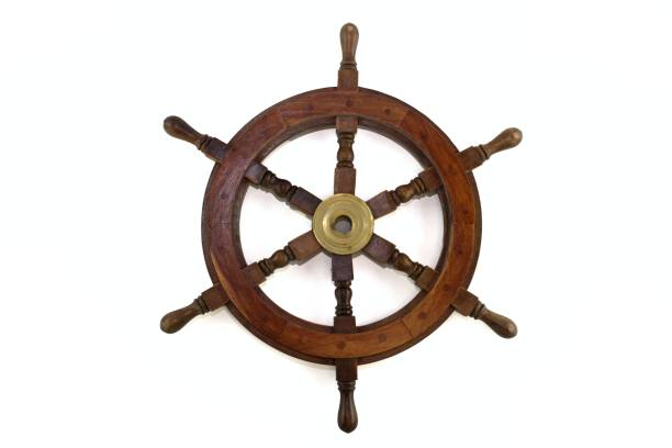 istock steering wheel boat isolated on white 1299906608