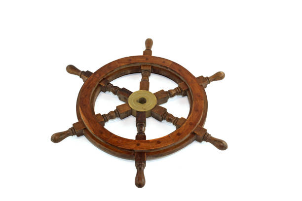 istock steering wheel boat isolated on white 1299906615