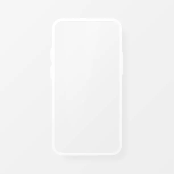 Vector illustration of Smartphone blank screen, white phone mockup. Template for infographics for presentation UI design interface. Realistic object. Vector illustration.