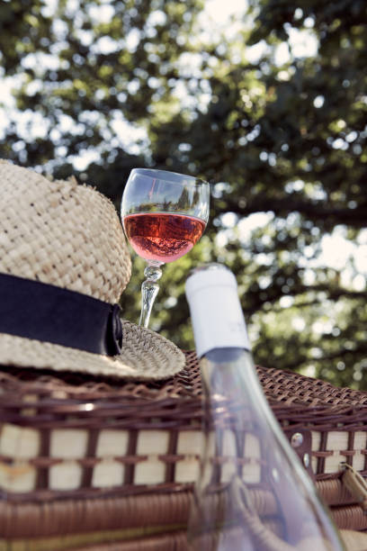 istock Picnic basket and wine glass 1299913052