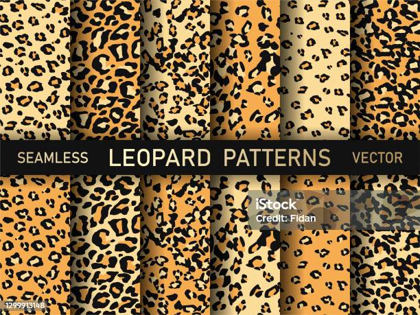 Set Of Vector Stylish Leopard Animal Print Patterns Collection Of Leopard  Prints For Fabric Textile Wrapping Cover Banner Etc Stock Illustration -  Download Image Now - iStock