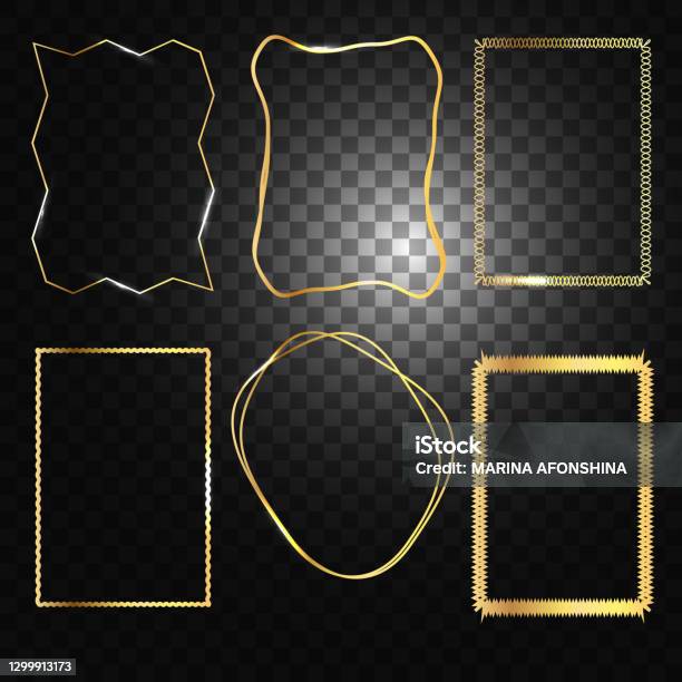 Gold Frame For Topic Gold Frame Set With Abstract Frames For Designs And Photos Glowing ...