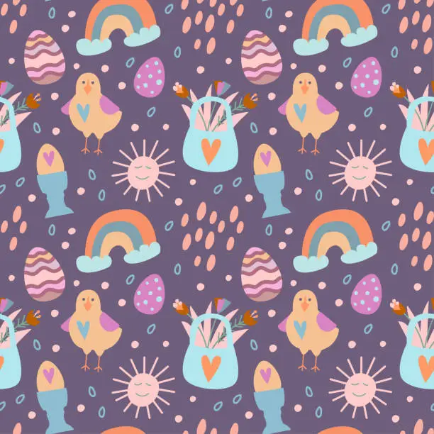 Vector illustration of Vector illustration, seamless pattern on the theme of Easter.