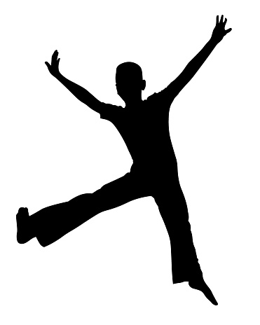 Teenage dancer in a pirouette with outstretched arms and legs vector silhouette